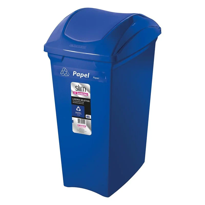 BASURERO SELECTIVO AZUL PLASTICO 40L