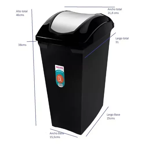 BASURERO BASC PLASTICO SANREMO 15L
