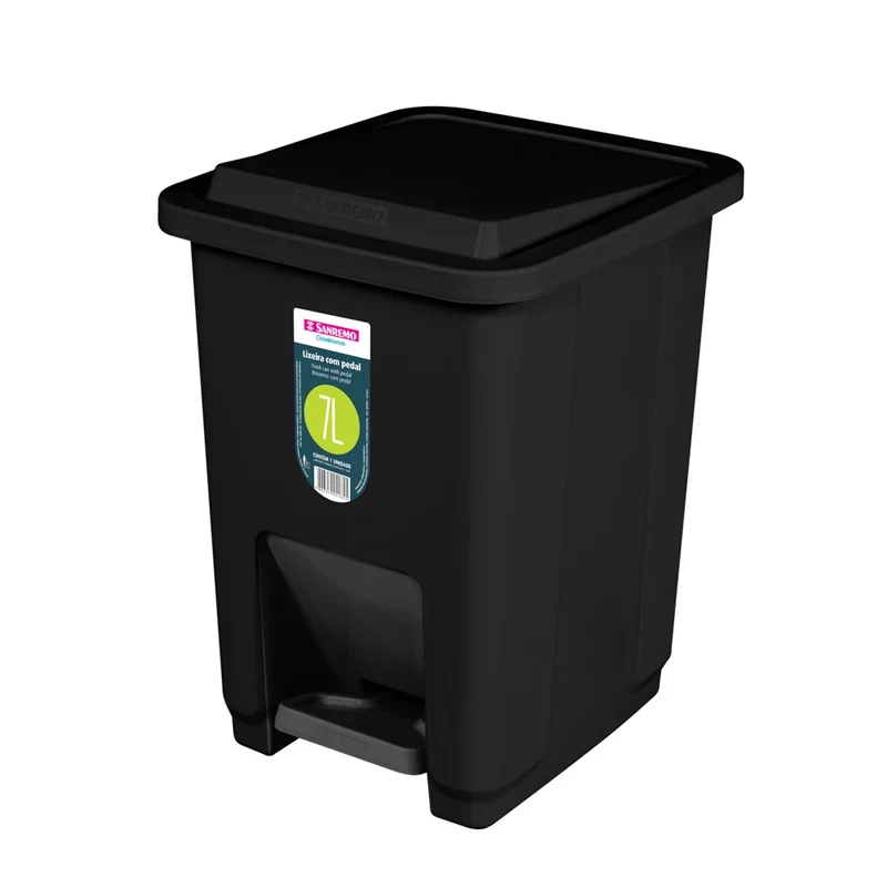 BASURERO PLASTICO CON PEDAL 7L