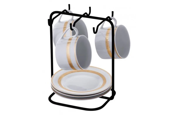 SOPORTE PARA TAZAS Y PLATILLOS DE TE - NEGRO MATE