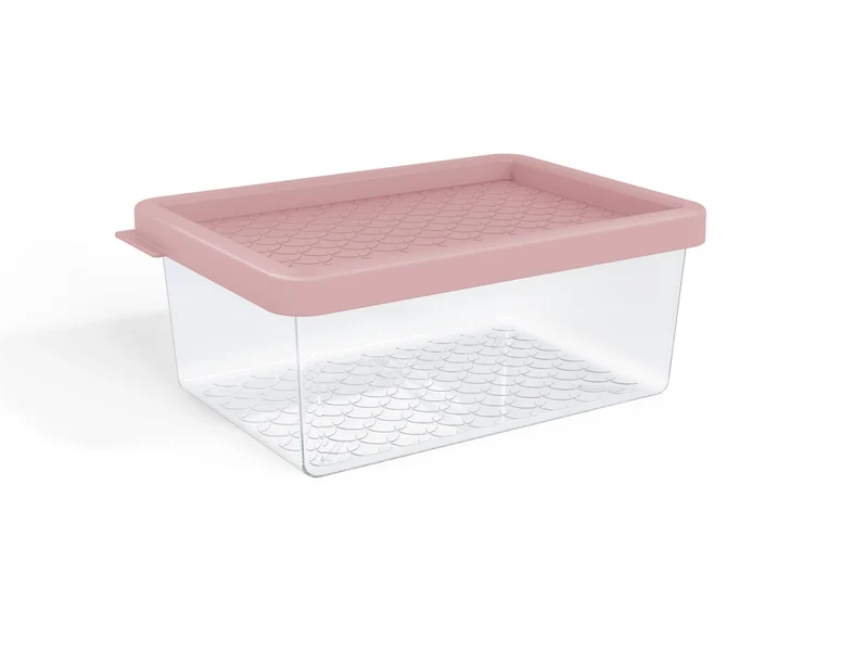 ORGANIZADOR MULTIUSO 600ML TRANSP. TAPA ROSADO