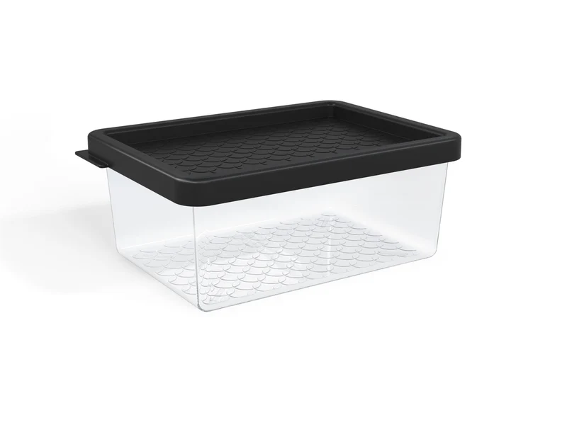 ORGANIZADOR MULTIUSO 600ML TRANSP. TAPA NEGRA