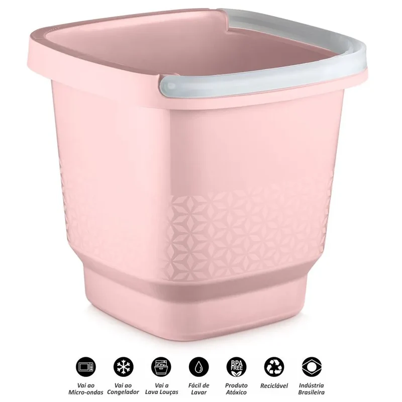 BALDE 12LTS PLASTICO ROSADO CON ALZA