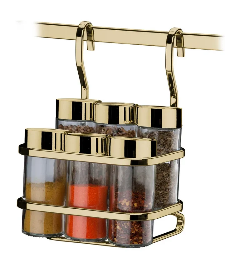 CONJUNTO PORTA CONDIMENTOS - 7 PIEZAS DORADO