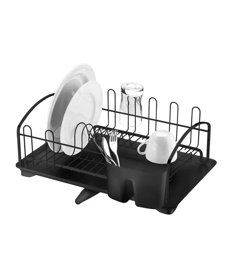 ESCURRIDOR DE PLATOS C/BANDEJA NEGRO MATE/NEGRO