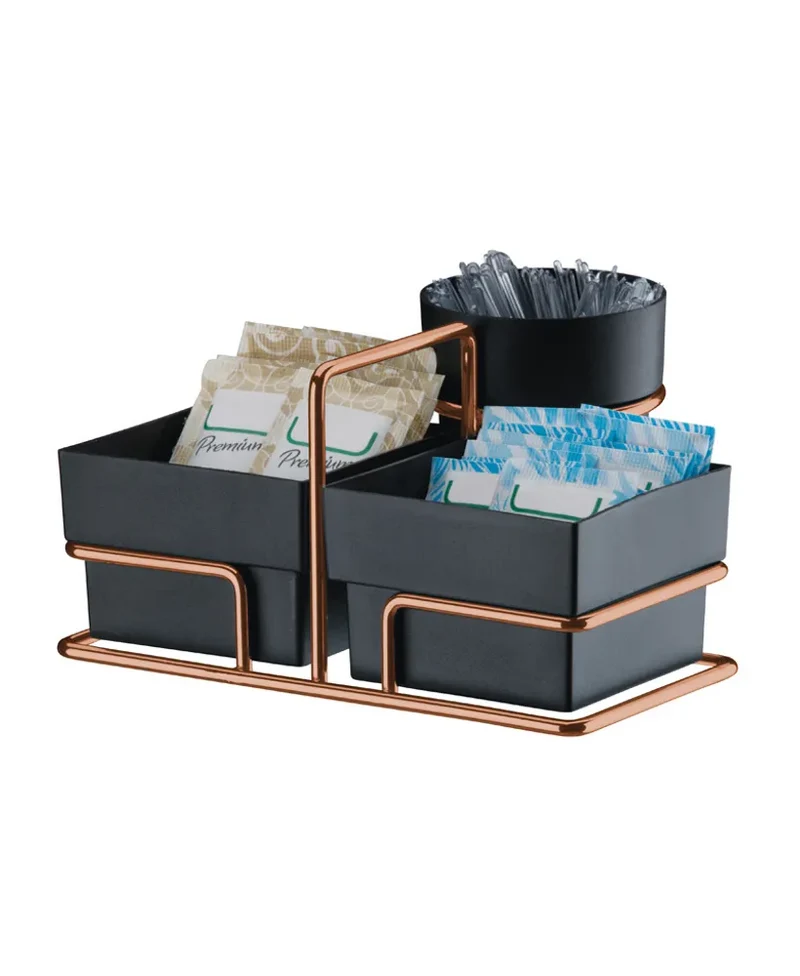 PORTA SACHET Y AGITADOR - ROSE GOLD/NEGRO