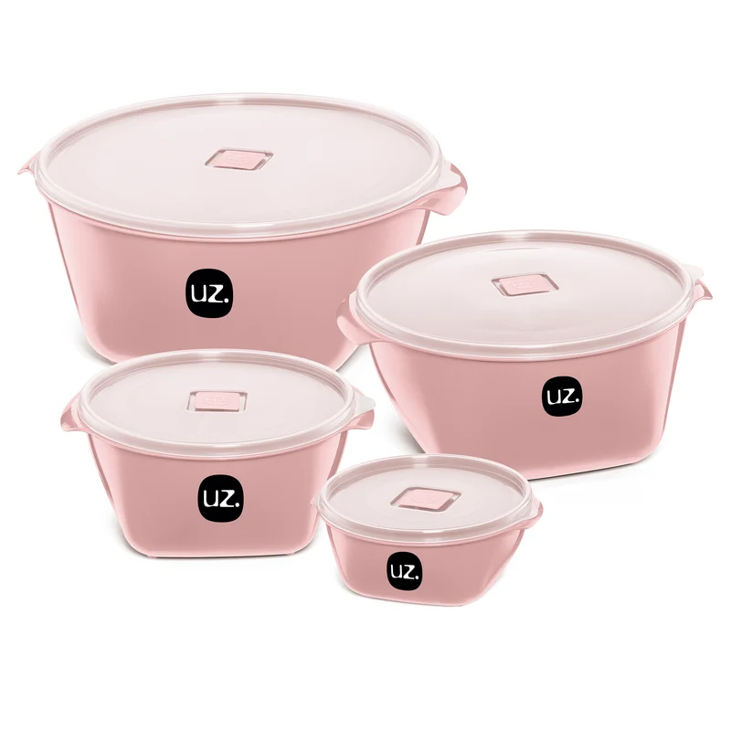 JGO. CONTENEDORES 4 PZAS. PREMIUM 0.8/2/4/6L ROSA