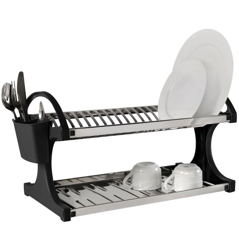 ESCURRIDOR EN ACERO INOXIDABLE CAP 20 PLATOS NEGRO