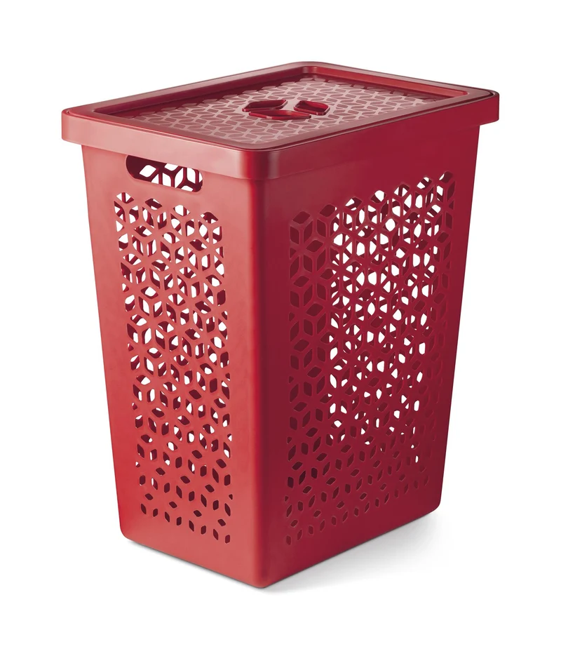 CESTO MULTIUSO 55L COM TAMPA ROJO