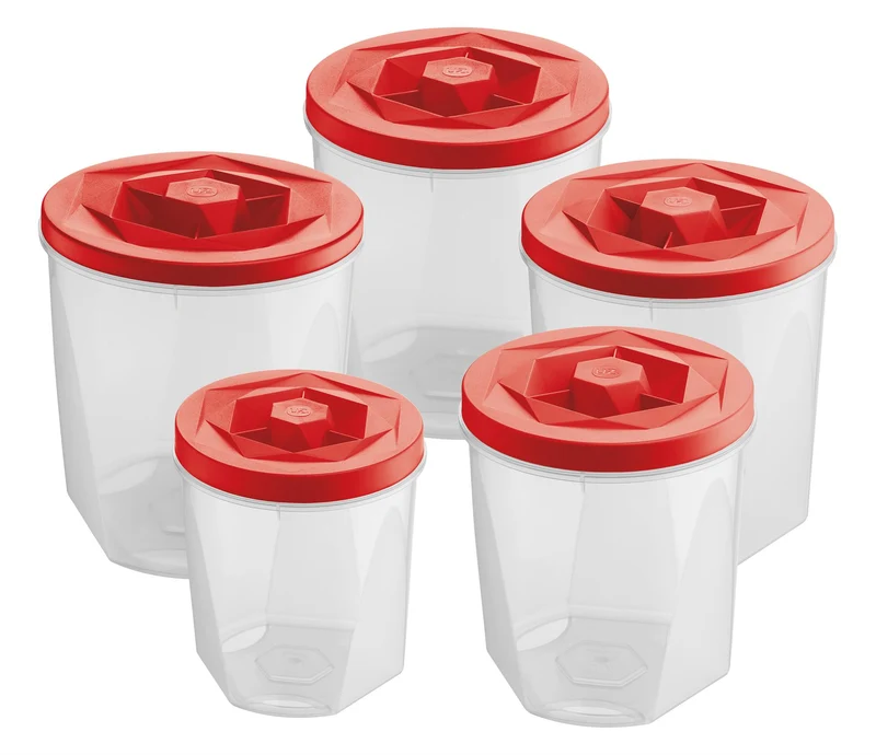 KIT POTE 5 PZA VISION ROJO TRANSLUCIDO