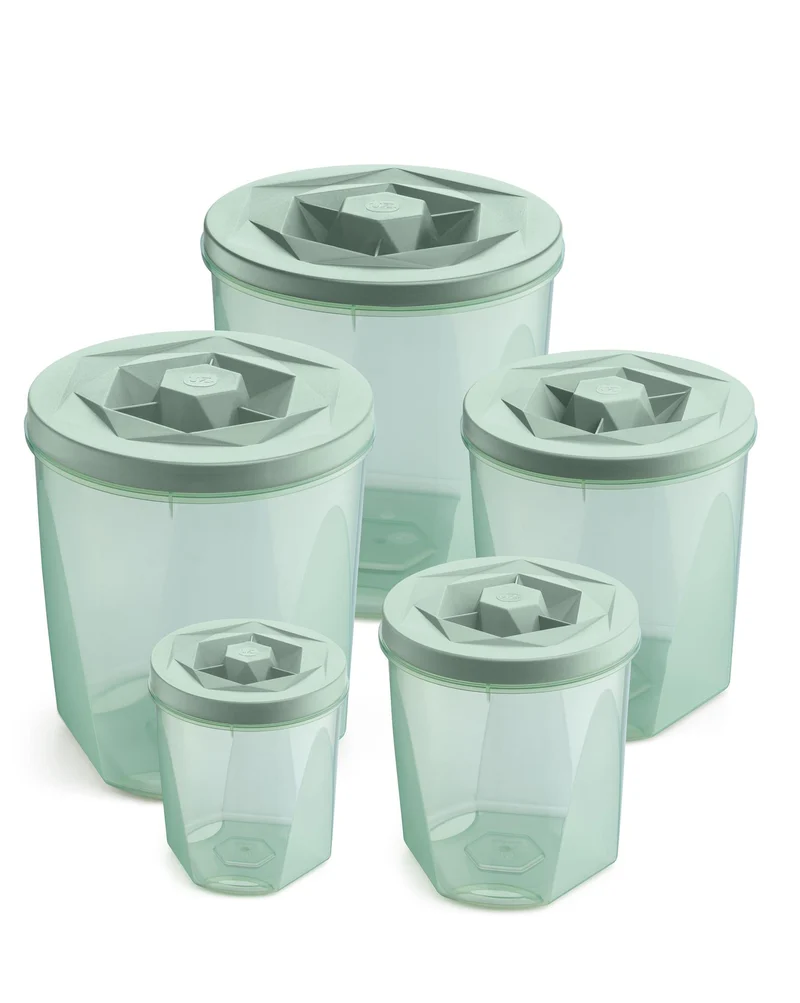 KIT POTE 5 PZA VISION VERDE MENTA TRANSLUCIDO