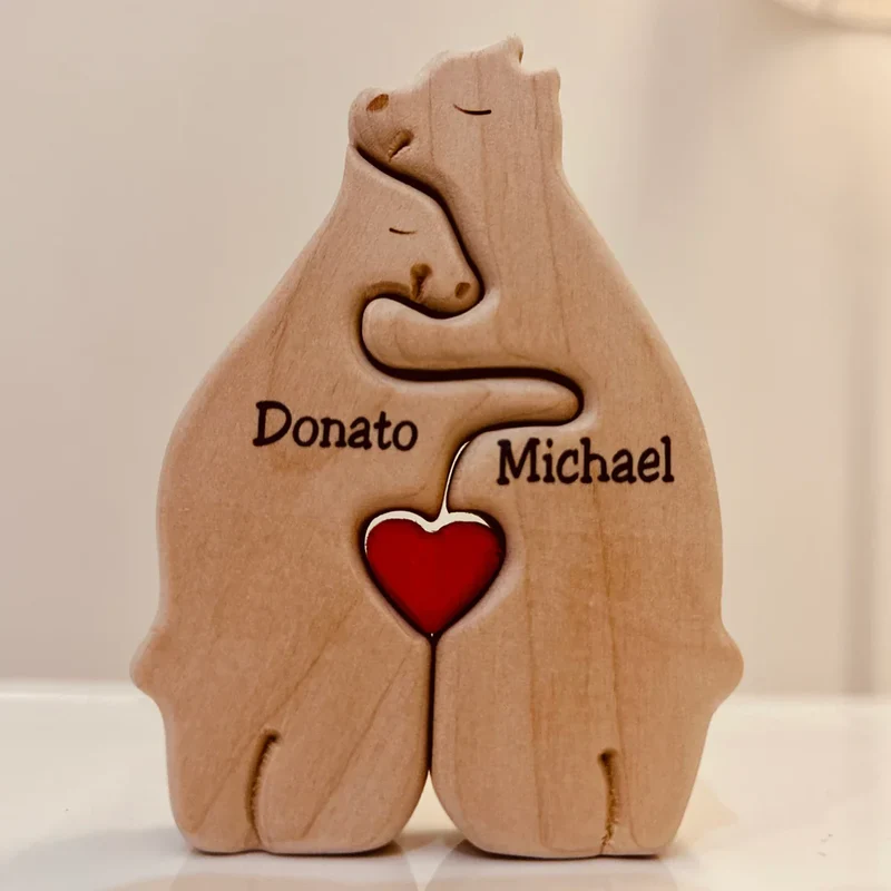 Figurines en Bois de Famille – Personnalisables, Décoration en Bois Naturel pour Salon ou Cadeau