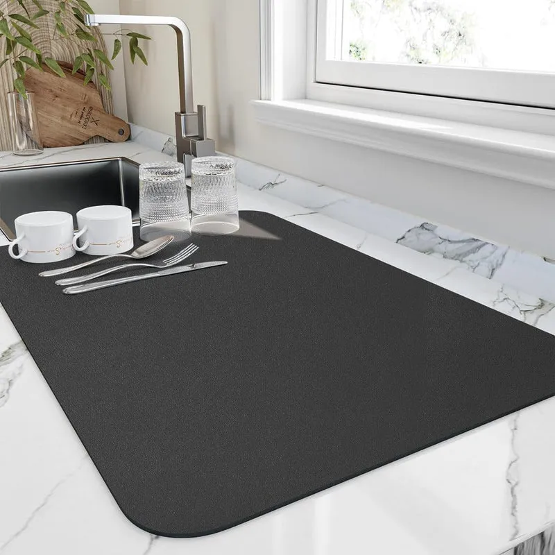 Tapis de Vaisselle à Séchage Rapide – Diatomite Absorbante, Design Moderne pour Plans de Travail de Cuisine