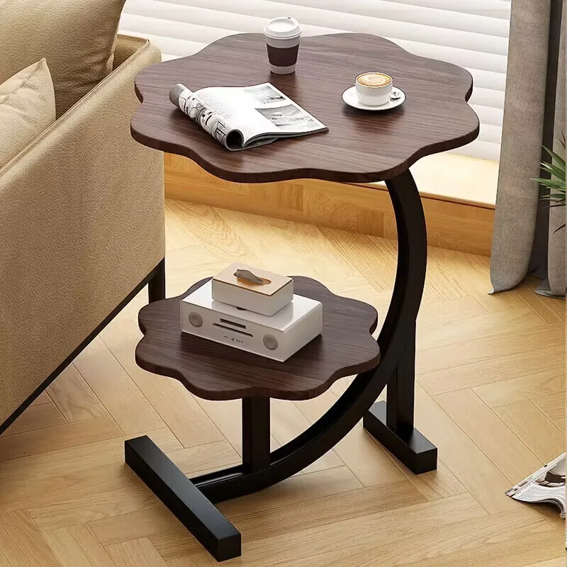 Table d'appoint Mini Déplaçable – Bois et Acier Inoxydable, Design Moderne pour Salon ou Chambre