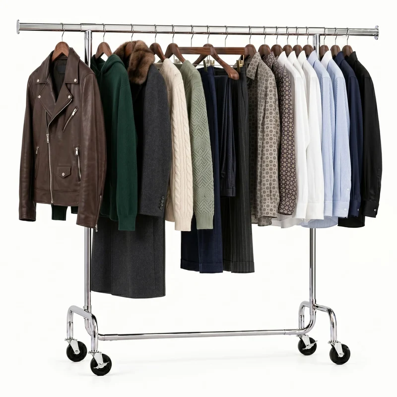 Tatkraft Didrik - Burro Ropa, Burro Ropa Resistente, Soporta hasta 130 kg, Perchero con Ruedas, Perchero Extensible, 110-150x160x45 cm, Acero Cromado