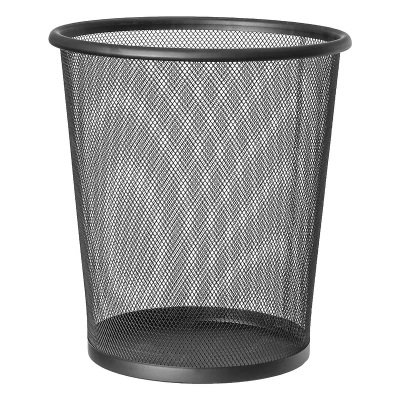 art moon Mesh Papelera Circular de Rejilla Metalica, Hecha de Acero Recubierto de Polvo, Papelera Negra, Capacidad 12L