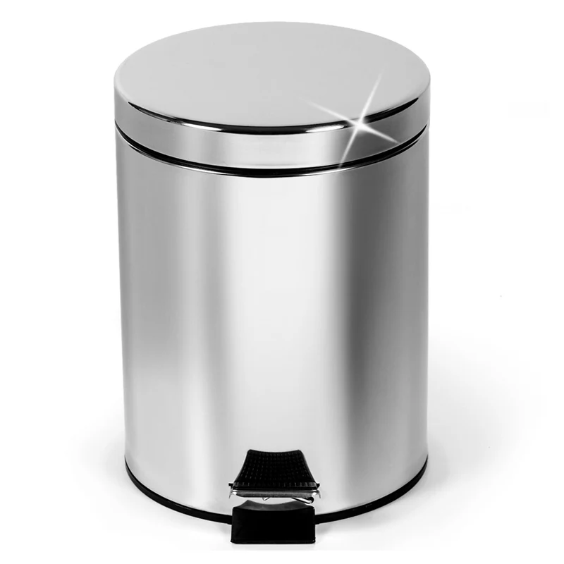 art moon Moon Mini Cubo de Basura Redondo con Pedal 3 L para Baño Cocina, Basurero de Acero Inoxidable Brillante, D 17 x 27 cm