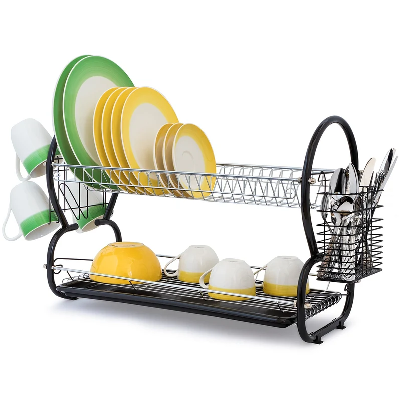art moon Desert Escurridor Platos 2 Estantes con Bandeja Extraíble con Soporte para Vasos y Cubiertos