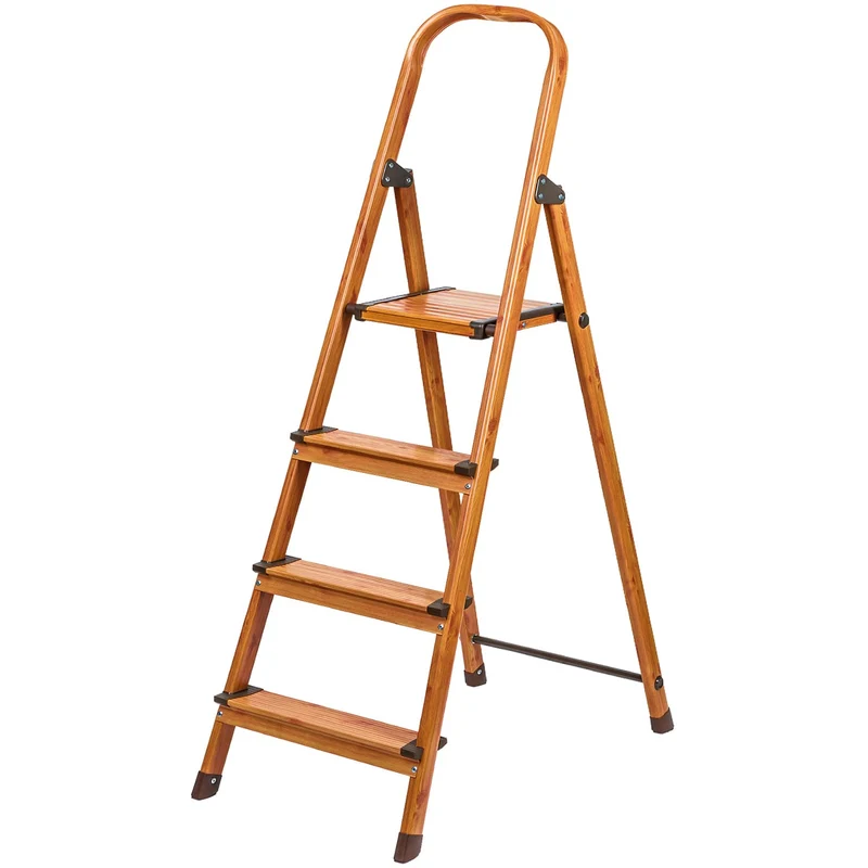 Tatkraft Upgrade 4 - Escalera doméstica, Escalera, 4 Peldaños antideslizantes, Aluminio, Escalera plegable, de 4 escalones