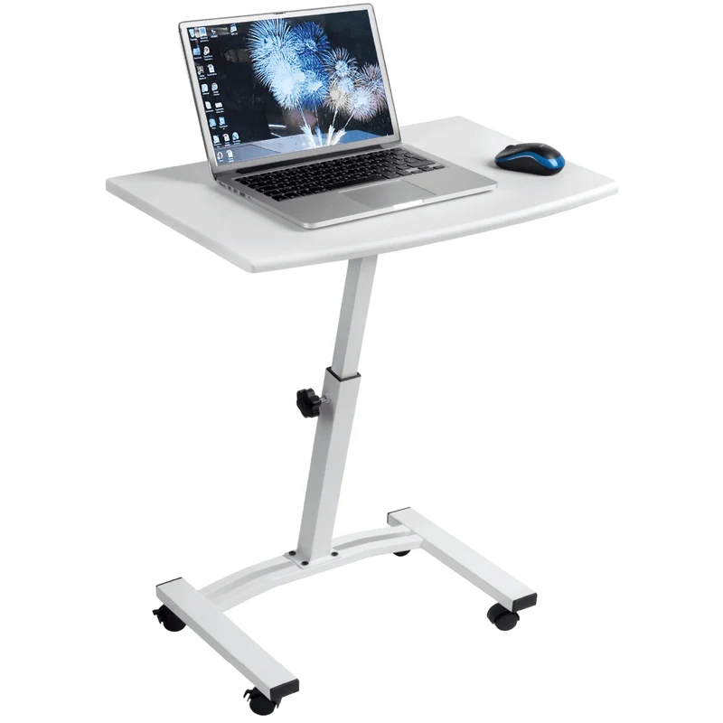 Tatkraft Cheer - Mesa laptop, Mesa para Ordenador Portátil, Regulable en Altura, 52-84 cm, 4 Ruedas (con Dispositivo de Bloqueo), Blanco