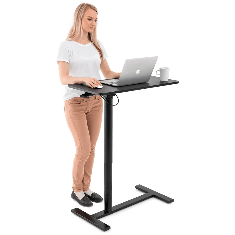 Tatkraft Bliss Mesa Neumática para Ordenador Portátil con Ruedas, Altura Ajustable 74-115 cm Regulación de Elevación sin Esfuerzo