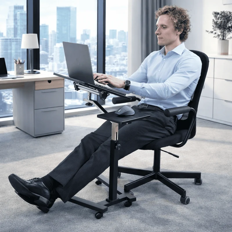 Tatkraft Joy - Mesa de Ordenador para Sofa, Mesa Portatil, Altura variable, con Ruedas, Ideal para trabajar sentado, de pie o tumbado, Negro