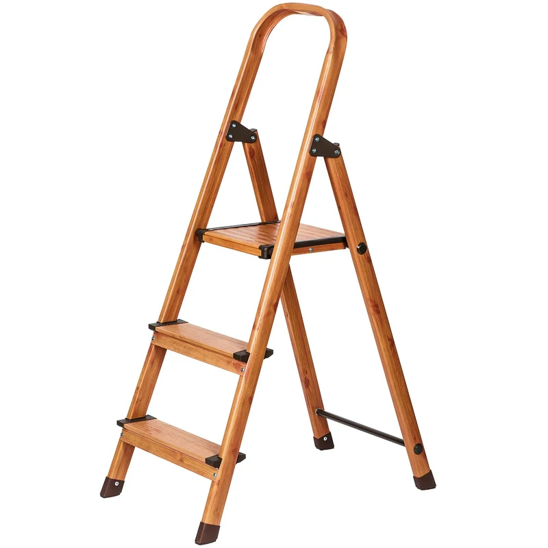 Tatkraft Upgrade 3 Escalera con 3 Peldaños Antideslizante, Aluminio, Taburete Plegable de Cocina