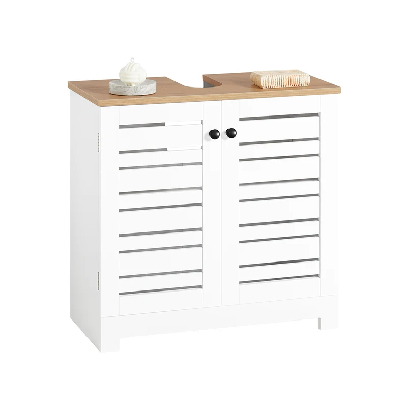 SoBuy BZR40-W Armario Lavabo con 2 Estantes y 2 Puertas