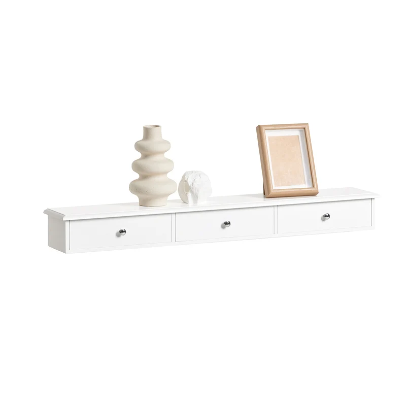 SoBuy FRG43-L-W Estantes de Pared con 3 cajones Blanco