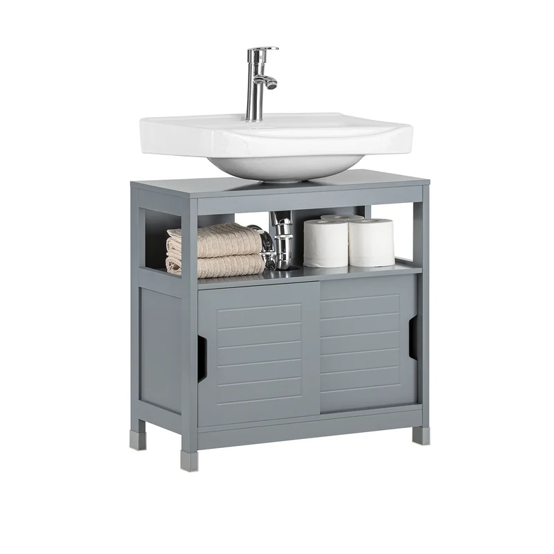 SoBuy FRG128-SG Armario para debajo del Lavabo con 1 Estante y 2 Puertas Gris