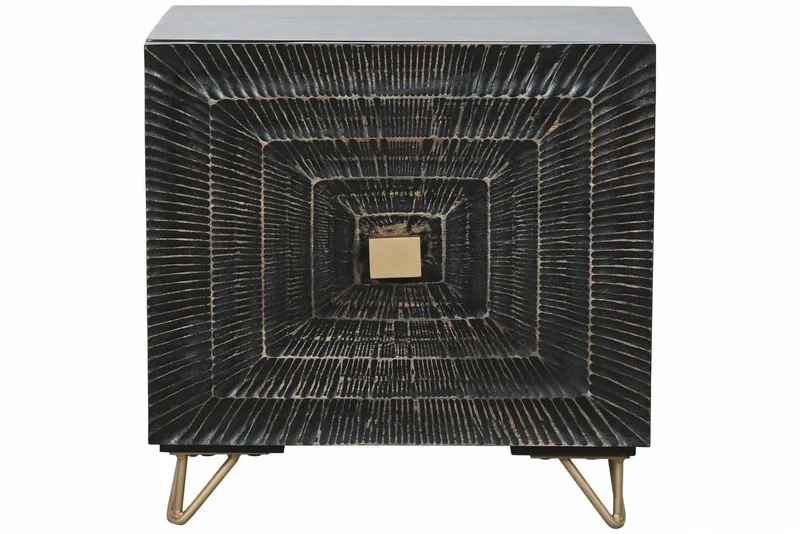 MESITA DE NOCHE MANGO METAL 50X40X50 MANDALA NEGRO