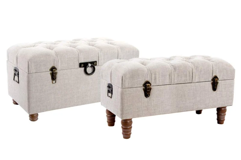 DESCALZADORA SET 2 MADERA 81X42X43 BEIGE