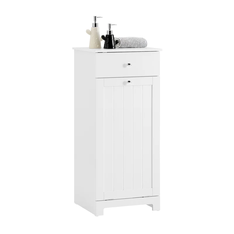 SoBuy BZR21-II-W Cesto para Ropa Sucia con un cajón Blanco