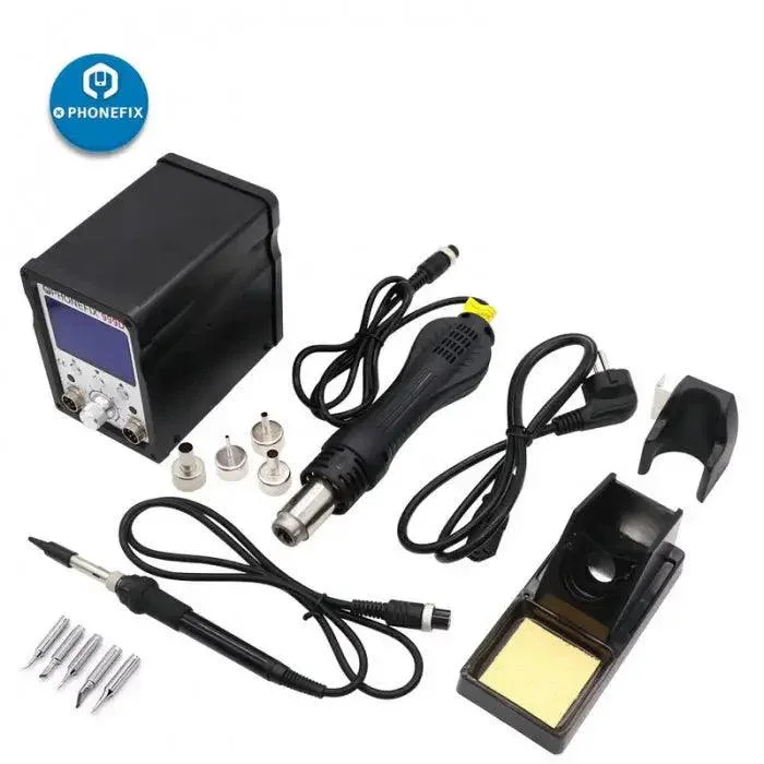 Estación de soldadura y retrabajo con pistola de aire caliente digital LED 999 en 2 Phonefix 1D