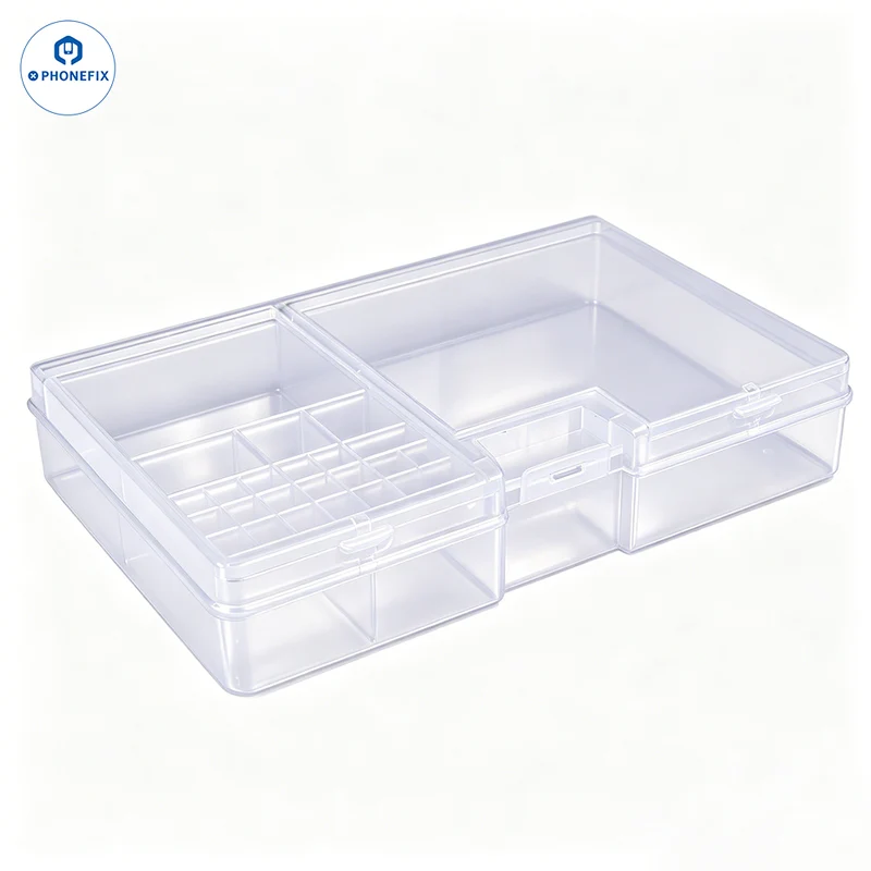 Caja de almacenamiento de componentes de PVC de doble capa para reparación de IC de teléfono