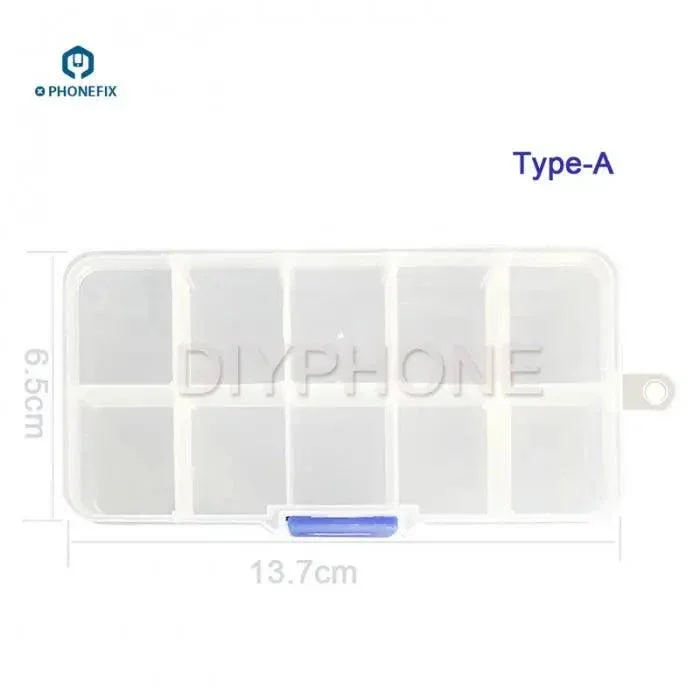 Caja de almacenamiento de plástico para reparación de teléfonos