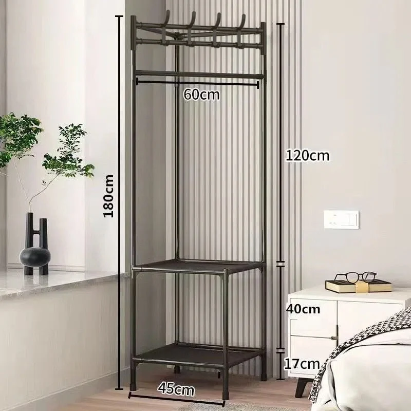 Étagère d'angle – Métal Noir, Design Moderne pour le Rangement de Vêtements dans le Hall ou la Chambre