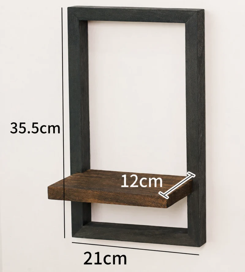 Étagère murale – Bois d'Acacia massif avec cadre en acier vintage pour salon ou hall