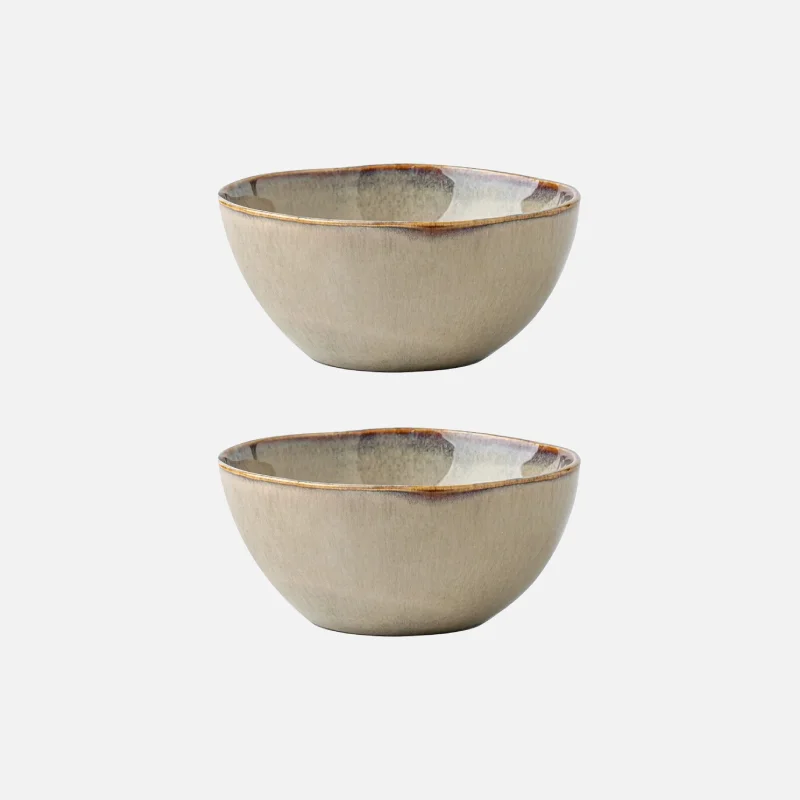 Ensemble de Bols à Petit-Déjeuner en Céramique – Beige Naturel, Design Fait Main pour Petit-Déjeuner ou Salades