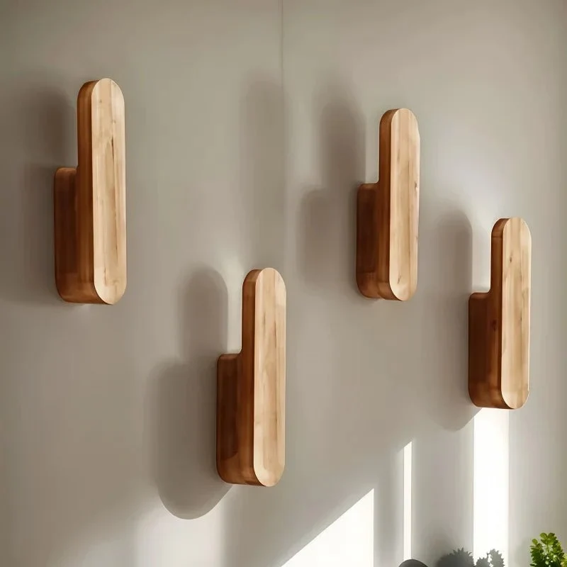 Patères Murales en Bois - Lot de 4 Crochets Muraux