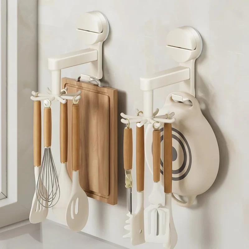 Crochets à ventouse – Rotatif à 360°, Plastique Durable pour Accessoires de Cuisine et Organisation