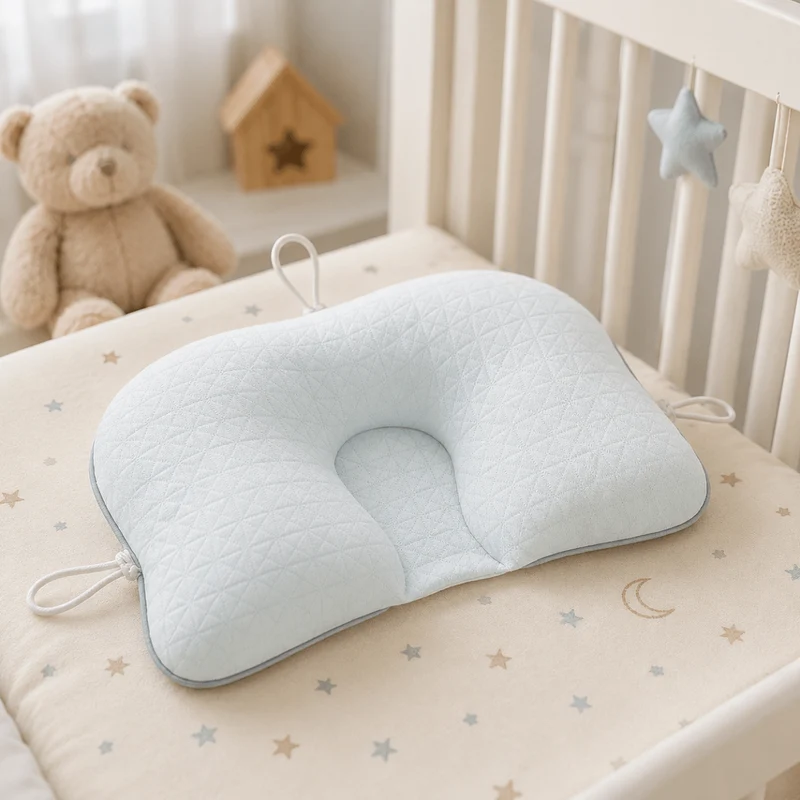 Coussin Ergonomique pour Bébé – Matériau Doux et Respirant pour un Sommeil et des Moments de Repos Confortables