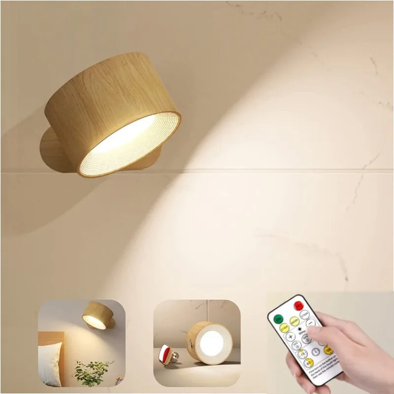Applique murale rechargeable – Design cylindrique, sans fil avec télécommande pour chambre ou salon