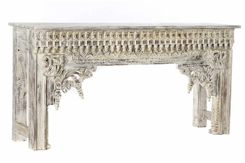 CONSOLA MANGO 150X41X76 ENVEJECIDO BLANCO