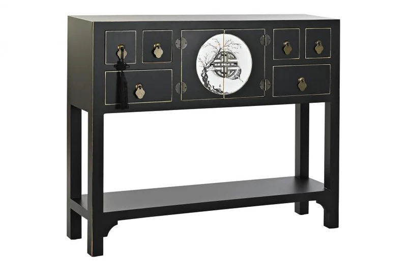 CONSOLA ABETO MDF 95X26X79 ORIENTAL NEGRO