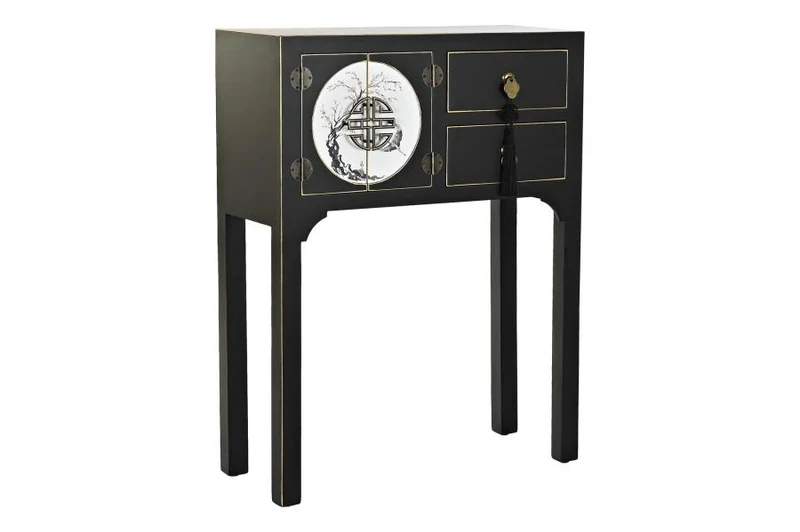 CONSOLA ABETO MDF 63X28X83 ORIENTAL NEGRO