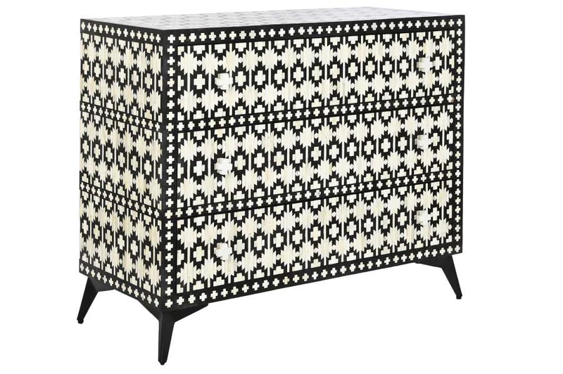 COMODA HUESO HIERRO 100X40X85 TARACEA NEGRO