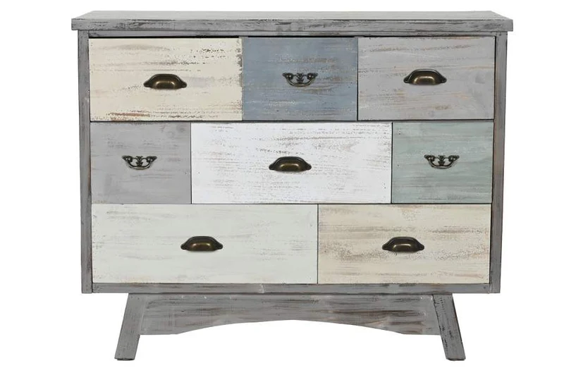 CAJONERA ABETO 100X40X80 8 CAJONES ENVEJECIDO GRIS