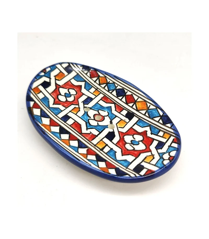 Jabonera marroquí artesanal tipo platito | 14 × 7 cm