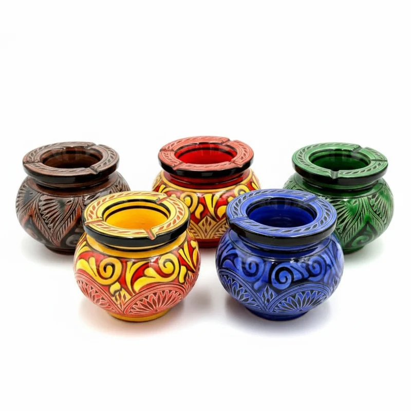 Cenicero Marroquí de Cerámica Asfi – Artesanal Anti Olor | Colores Surtidos
